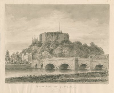 Tamworth Castle und Brücke von John Buckler