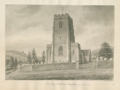 Worcestershire - Clent Kirche: Sepia-Zeichnung von John Buckler