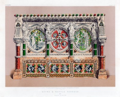 Stein- und Marmorreredos, 19. Jahrhundert von John Burley Waring