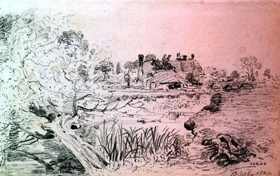 Bauerngebäude und Brücke in der Nähe von Salisbury von John Constable