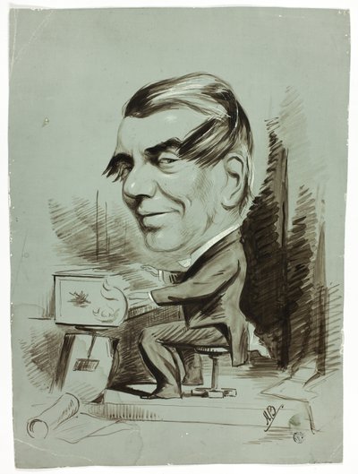 Karikatur eines Klavierspielers von John Doyle