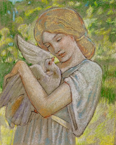 Mädchen mit einer Taube von John Duncan
