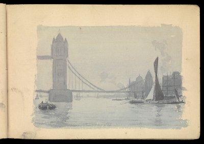 Themse London Szene, Skizzenbuch von John Everett