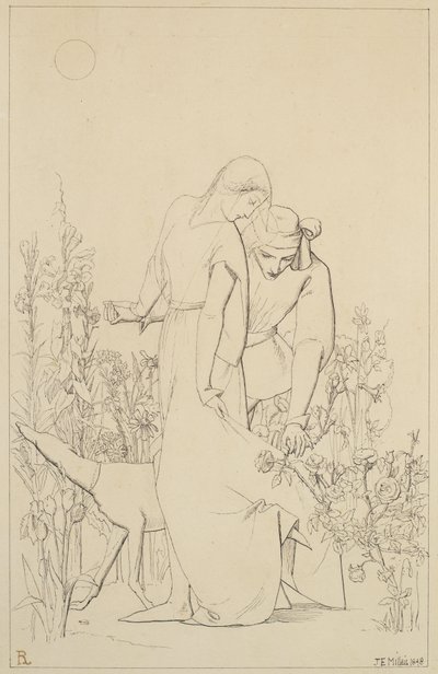 Liebende bei einem Rosenstrauch, 1848 von John Everett Millais
