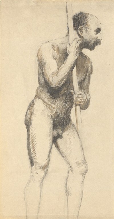 Männlicher Akt mit Stange von John Ferguson Weir