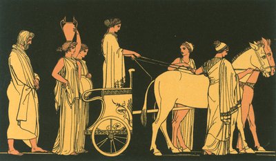 Odysseus folgt dem Wagen der Nausikaa von John Flaxman