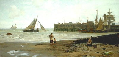 Ebbe im Hafen von Whitstable von John Fraser