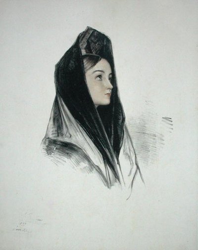 Mädchen in einer Mantilla, Sevilla von John Frederick (after) Lewis