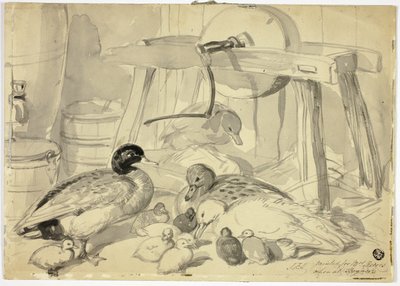 Enten, Entenküken und Schleifstein von John Frederick Herring I