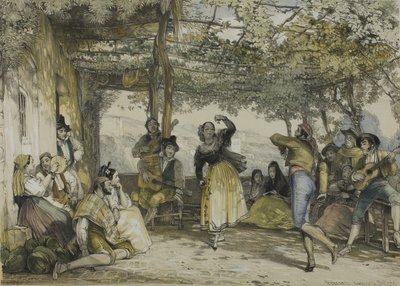 Spanische Bauern tanzen den Bolero von John Frederick Lewis