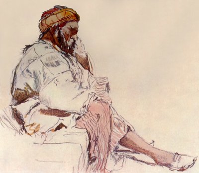 Syrischer Bauer sitzend: Im Profil, 1902 von John Fulleylove