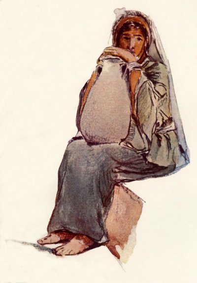 Wasserträger, sitzende Figur, Jerusalem von John Fulleylove