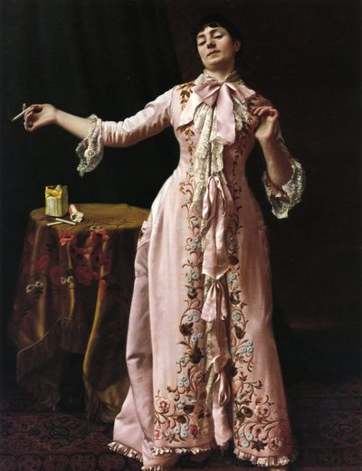Frau raucht, 1895 von John George Brown