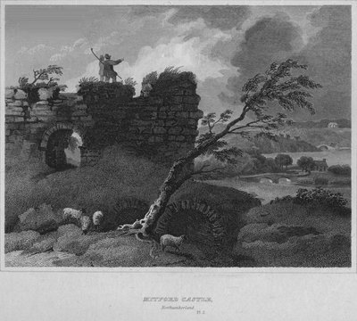 Mitford Castle, Northumberland, 1814 von John Greig