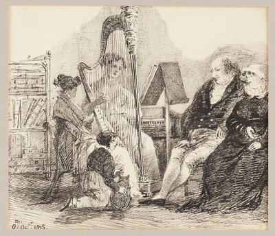 Musik spielen auf der Harfe, 1815 von John Harden