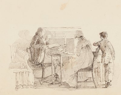 Drei am Kamin, 1805 von John Harden