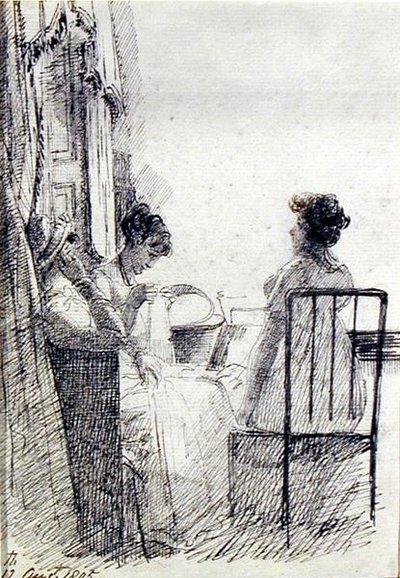 Frauen sitzen am Fenster von John Harden