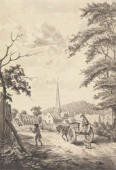 Ledbury Kirche und Dorf, Herefordshire von John James Barralet