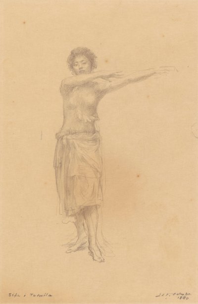 Taupo tanzt den stehenden Siva, Samoa von John La Farge