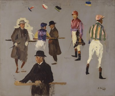Jockeys und Besitzer in Epsom von John Lavery