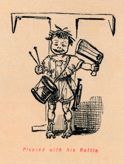 Erfreut über seine Rassel von John Leech