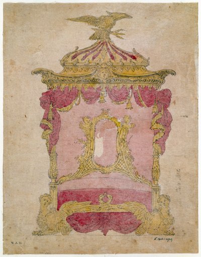 Entwurf für ein Bett, ca. 1755-60 von John Linnell