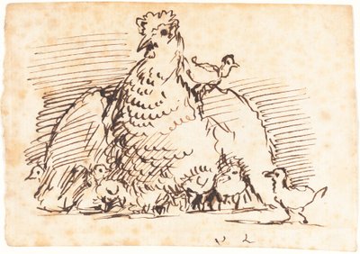 Hühner und Küken von John Linnell