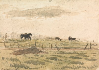 Pferde in einem Paddock von John Linnell