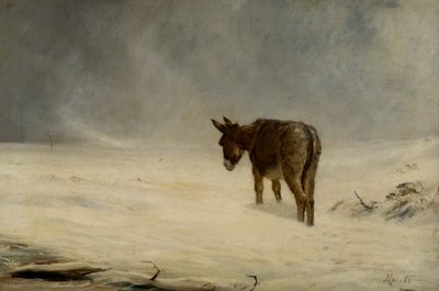 Ein Esel im Schnee von John MacWhirter