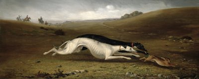 Hasenjagd in einer Landschaft, 1870 von John Marshall