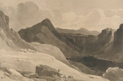 Eine Berglandschaft mit einem Hirten von John Renton