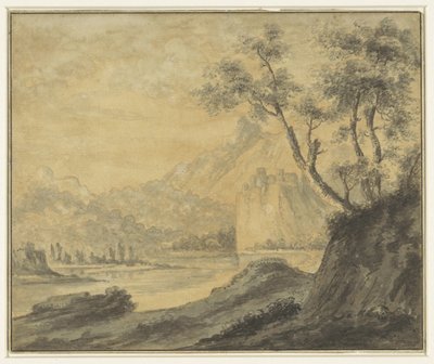 Flusslandschaft mit Felsen von John Robert Cozens (manner of)