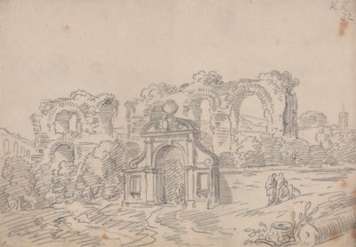 Barocker Bogen und römische Aquäduktruinen von John Robert Cozens