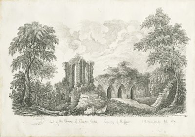 Croxden Abbey: Feder- und Tintenzeichnung von John Robert Fernyhough