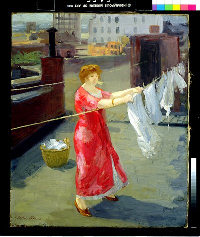 Rotes Kimono auf dem Dach von John French Sloan