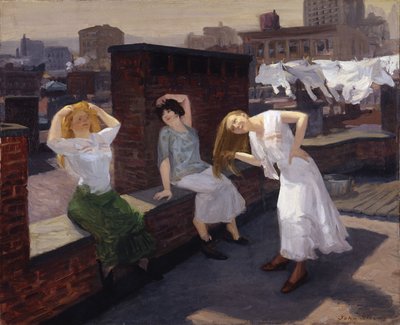 Sonntag, Frauen trocknen ihr Haar von John French Sloan