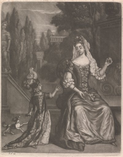 Mutter und Kind auf einer Terrasse von John Smith