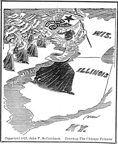 Überquerung nach Illinois, Karikatur von John Tinney McCutcheon
