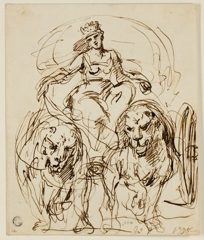 Kybele auf einem von Löwen gezogenen Wagen von John Vanderbank