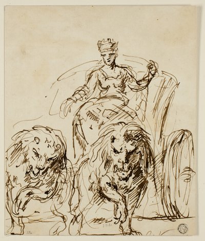Kybele auf einem von Löwen gezogenen Wagen von John Vanderbank