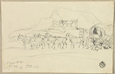Wagen mit acht Pferden, die angespannt werden von John Ward