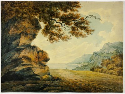 Zwei Figuren, die auf die Bucht schauen von John Warwick Smith
