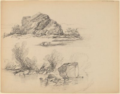 Felsen entlang eines Seeufers [recto] von John William Casilear