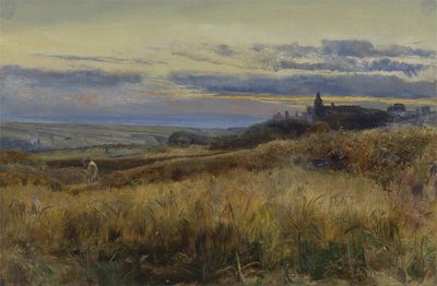 Kornfeld bei Sonnenuntergang von John William Inchbold