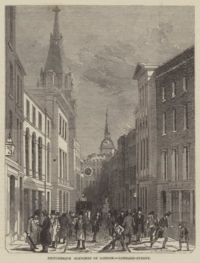 Malerische Skizzen von London, Lombard-Street von John Wykeham Archer