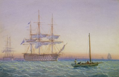 H.M. Fregatten vor Anker von John and William Joy
