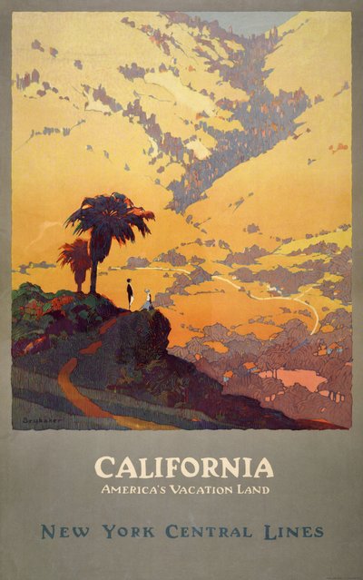 Kalifornien-Reiseplakat von Jon O. Brubaker
