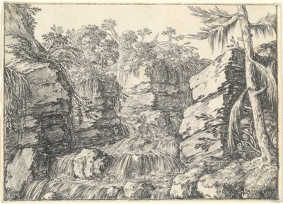 Ein Wasserfall zwischen felsigen Klippen von Jonas Umbach