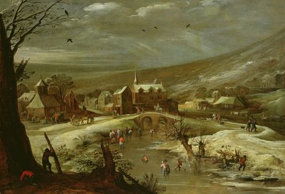 Landschaft mit Schlittschuhläufern von Joos or Josse de Momper