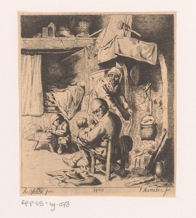 Familie am Kamin von Jos Hemeleer